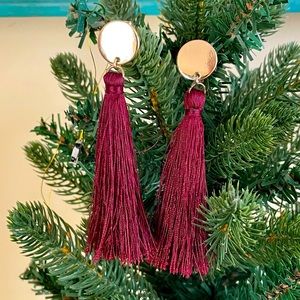 Maroon Fringe Earrings